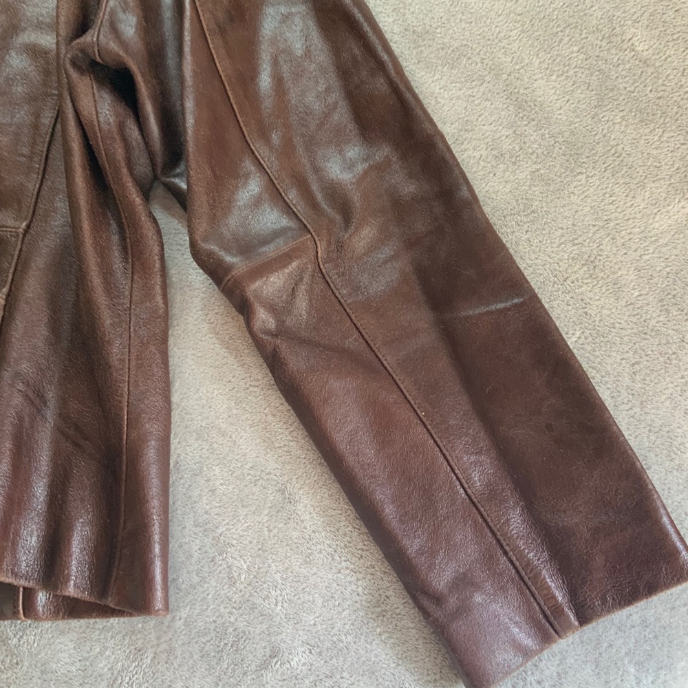 Vintage Wilsons Leather Maxima Brown Button Front Jacket Womens XL - Picture 13 of 15
